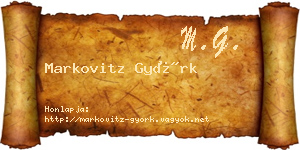 Markovitz Györk névjegykártya